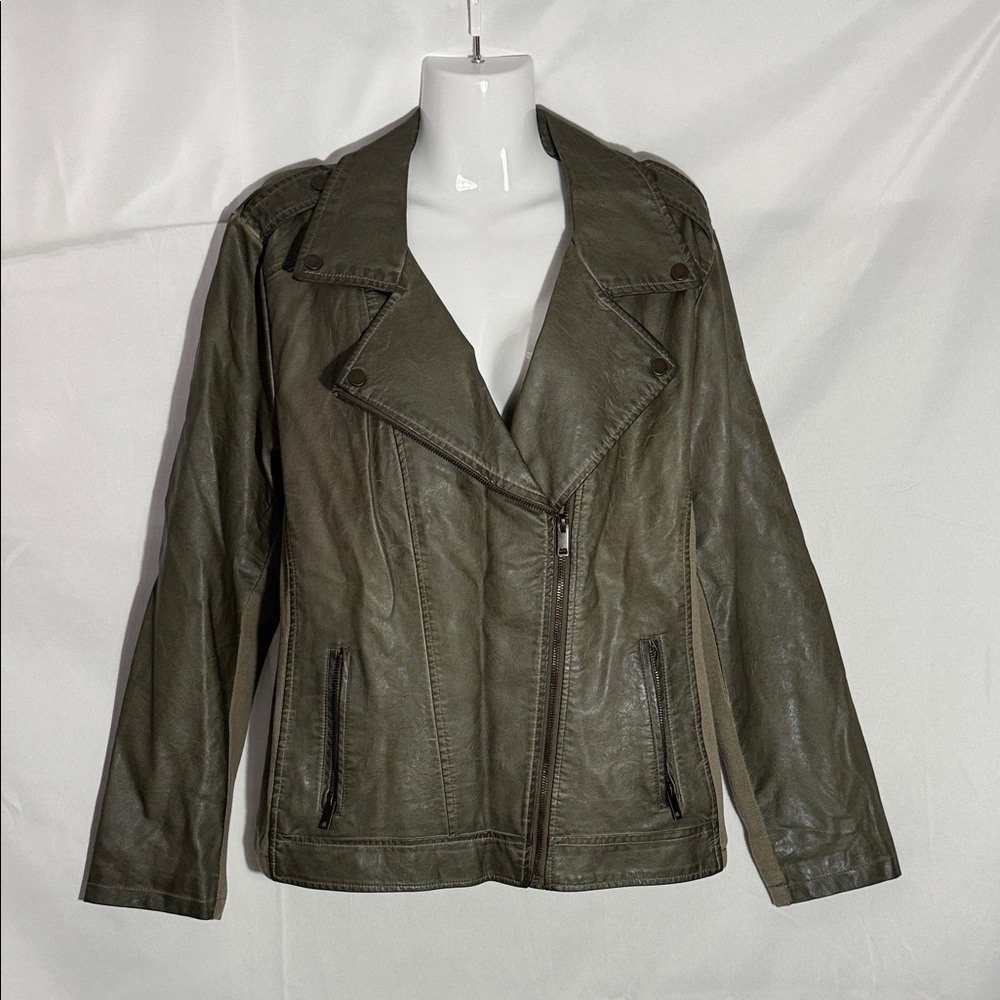 Sebby Vintage Olive Leather Bomber Jacket